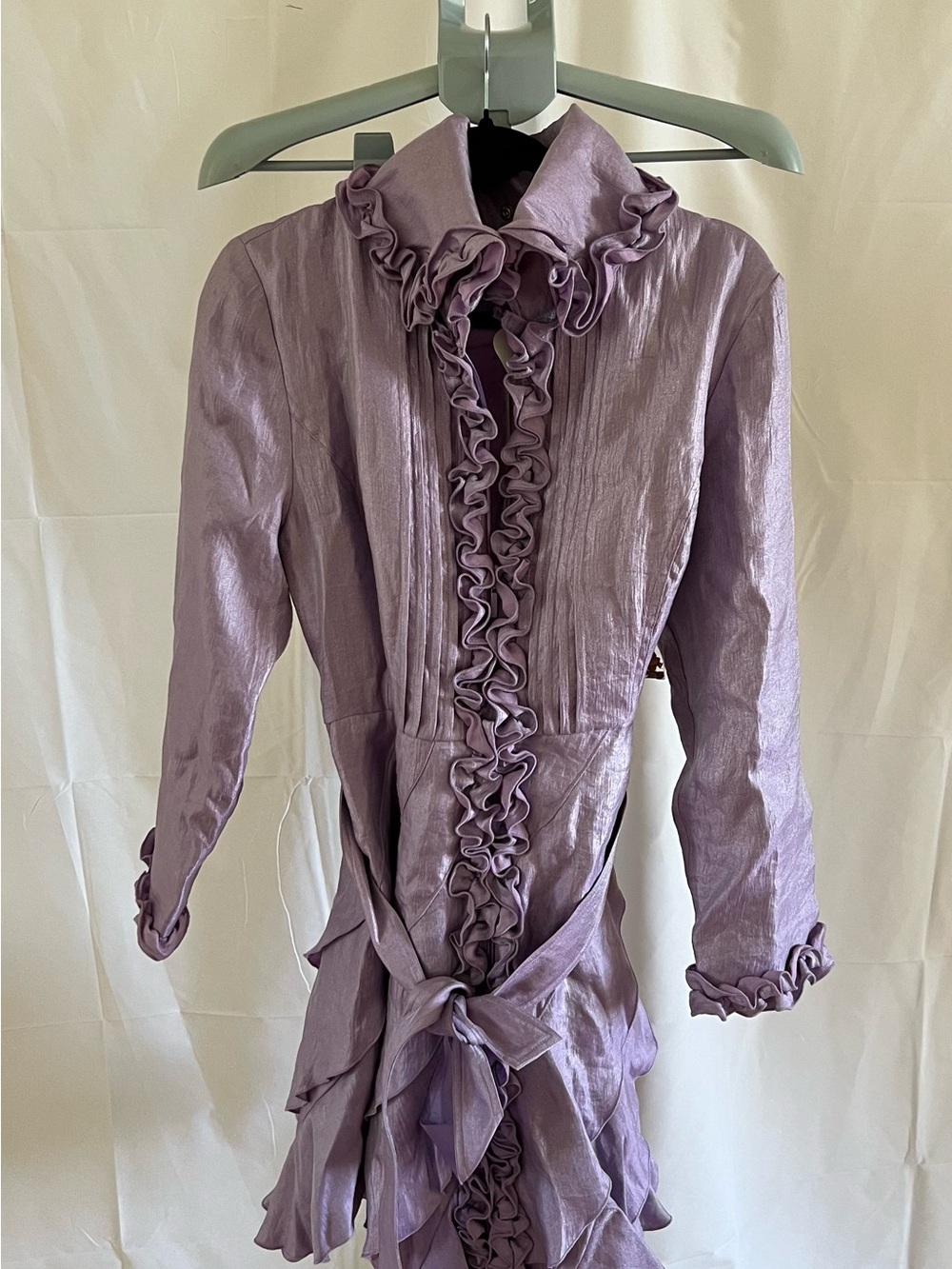 NWT Dons Collection Ruffled Lavender Long-Sleeve Women's Dress
